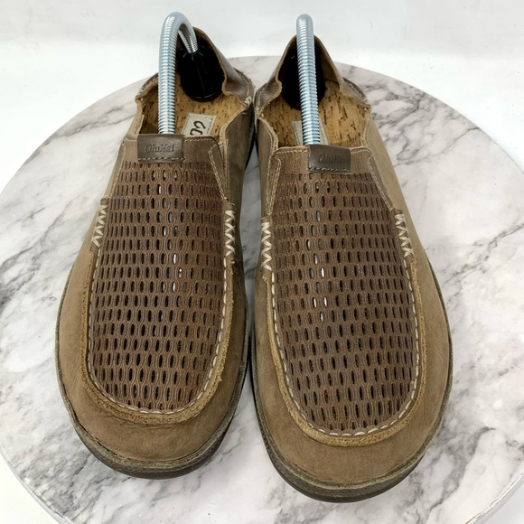 Olukai Moloa Aho Brown Leather Perforated Casual Slip-On Loafers 9/42 Mens Beach - Picture 6 of 16